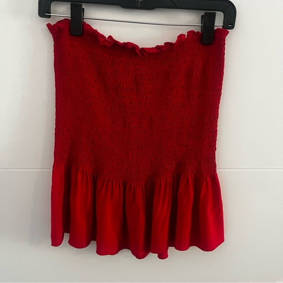 Red Two Piece Set Smocked Tube Top with High Waist Bodycon Skirt Women’s Medium - Picture 5 of 6